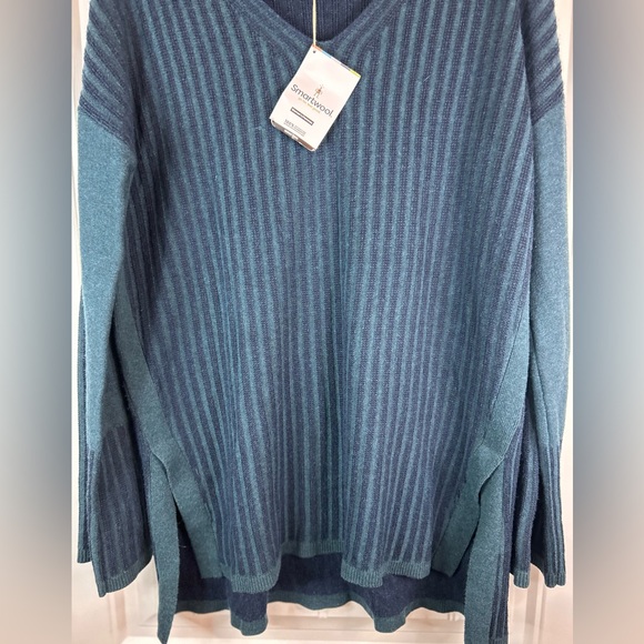 Smartwool Shadow Pine Colorblock Sweater Twilight Blue Heather Women’s Size XL - Picture 4 of 13